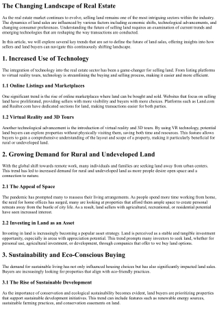 The Future of Selling Land: Trends to Watch in the Real Estate Market