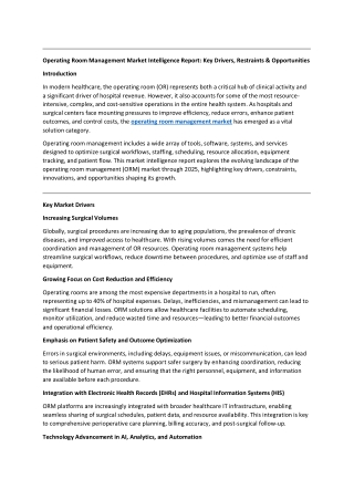 Operating Room Management Market Intelligence Report: Key Drivers, Restraints &