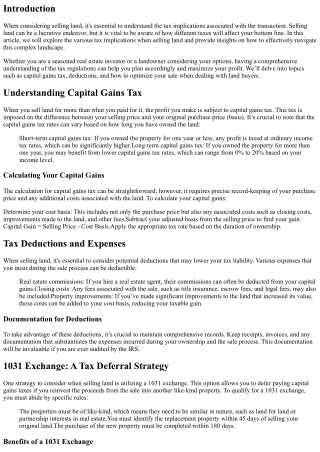 Navigating Tax Implications When Selling Land