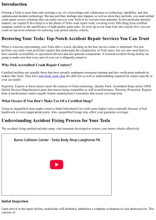 Restoring Your Tesla: Top-Notch Crash Repair Work Providers You Can Depend On