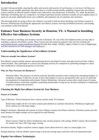 Boost Your Business Security in Houston, TX: A Resource to Installing Effective