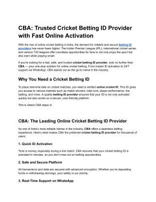 CBA_ Trusted Cricket Betting ID Provider with Fast Online Activation