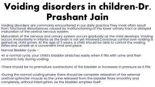 Voiding disorders in children-Dr  Prashant Jain