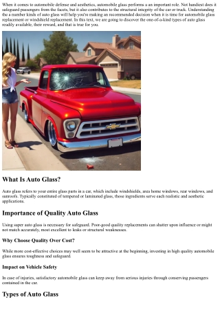 Exploring Different Types of Auto Glass: Which Is Right for You?