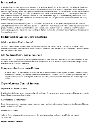 The Very Best Access Control Systems in Houston, TX: Protecting Your Business wi
