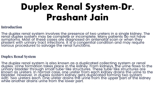 Duplex Renal System-Dr  Prashant Jain