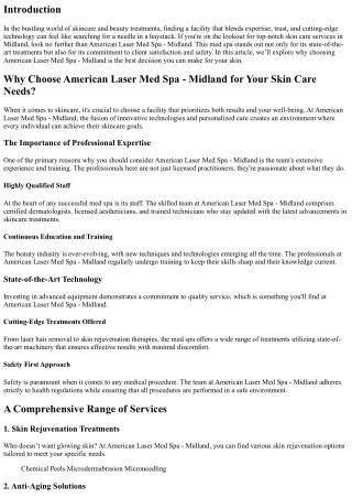 Why Choose American Laser Med Spa - Midland for Your Skin Care Needs