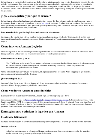 Tips para gestionar tu logística con Amazon Logistics
