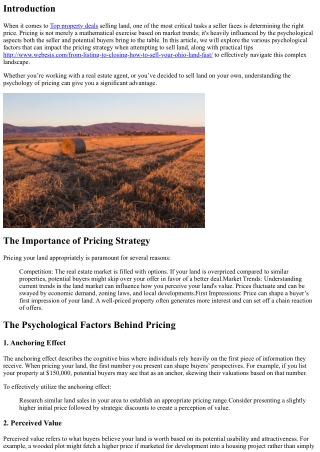The Psychology of Pricing Your Land to Sell