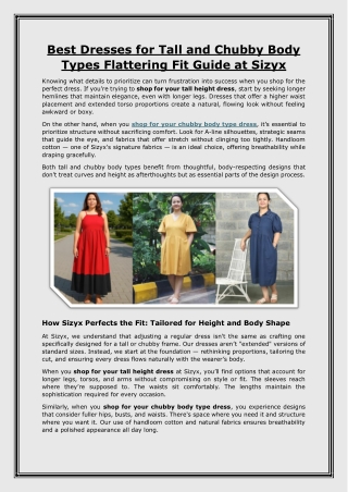 Best Dresses for Tall and Chubby Body Types Flattering Fit Guide at Sizyx