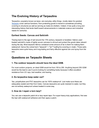 The Evolving History of Tarpaulins