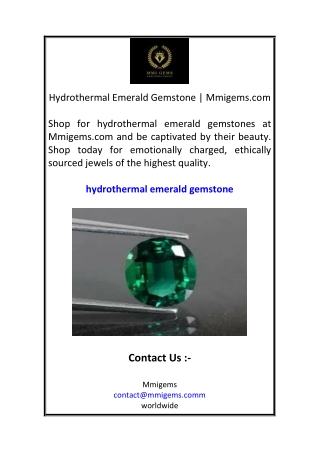 Hydrothermal Emerald Gemstone  Mmigems.com