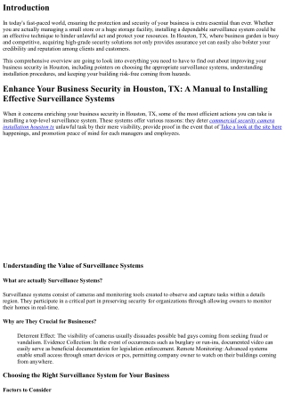 Improve Your Business Security in Houston, TX: An Overview to Installing Effecti