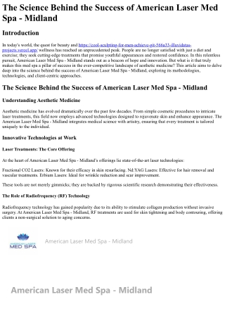 The Science Behind the Success of American Laser Med Spa - Midland