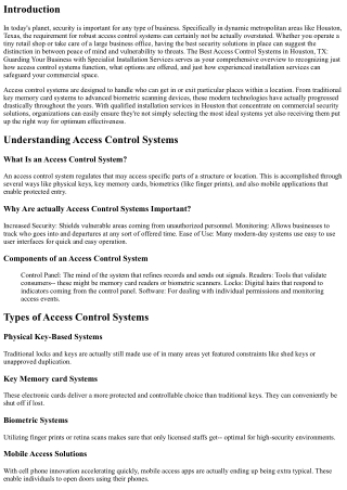 The Very Best Access Control Systems in Houston, TX: Defending Your Business wit