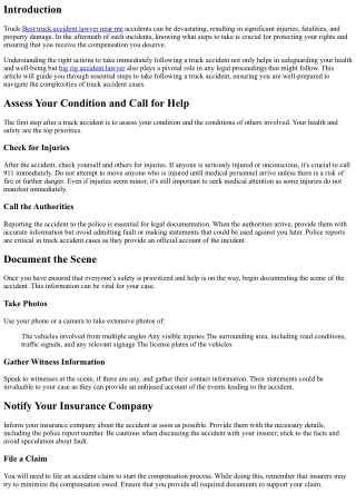 Steps to Take Immediately After a Truck Accident: Protecting Your Rights