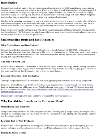 Drum and Bass Dynamics: Unleash Energy with These Ableton Templates