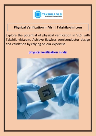 Physical Verification In Vlsi Takshila-vlsi.com