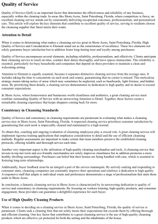 What Makes A Cleansing Service Great In Shore Acres Saint Petersburg Florida