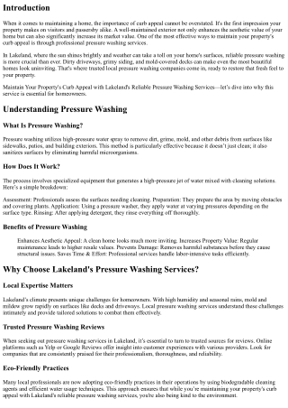 Maintain Your Property's Curb Appeal with Lakeland's Reliable Pressure Washing S