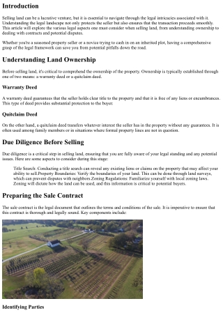 Navigating the Legal Aspects of Selling Land