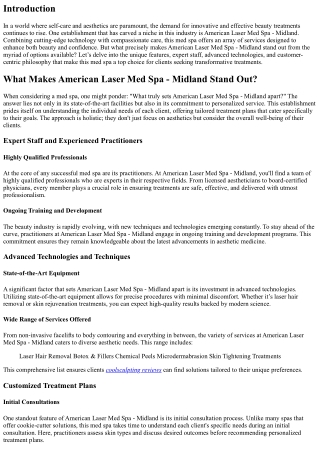 What Makes American Laser Med Spa - Midland Stand Out?