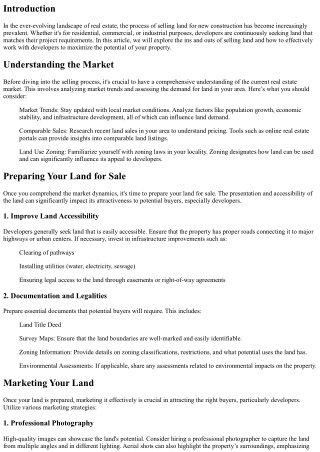 Selling Land for New Construction: Working with Developers