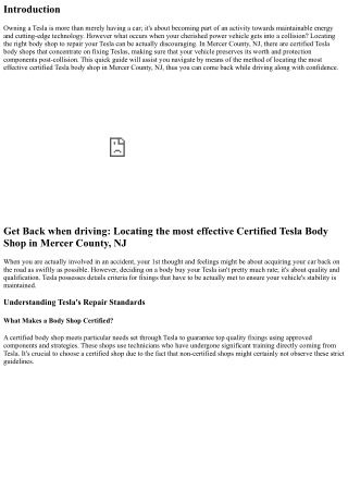 Get Back when driving: Finding the Best Certified Tesla Body Shop in Mercer Coun