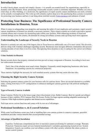 Guarding Your Business: The Importance of Professional Security Camera Installat