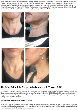 Surgery Success Stories: Andrew Trussler MD Patient Testimonials