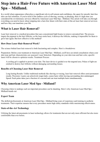 Step into a Hair-Free Future with American Laser Med Spa – Midland.