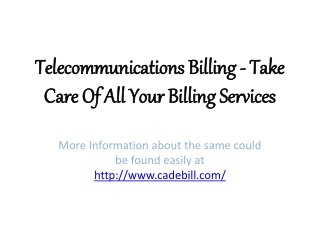 Telecommunications Billing -Take Care of Your Billing Servic