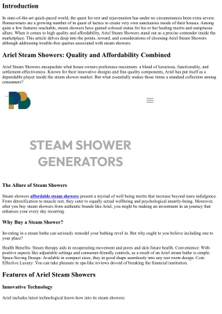 Ariel Steam Showers: Quality and Affordability Combined