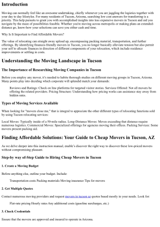 Finding Affordable Solutions: Your Guide to Cheap Movers in Tucson, AZ