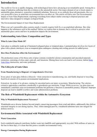 The Environmental Impact of Auto Glass Replacement