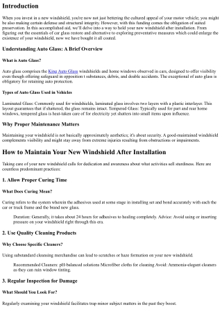 How to Maintain Your New Windshield After Installation