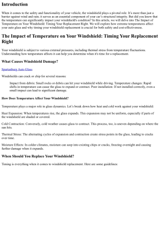 The Impact of Temperature on Your Windshield: Timing Your Replacement Right
