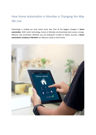 How Home Automation in Mumbai is Changing the Way We Live April 29, 2025