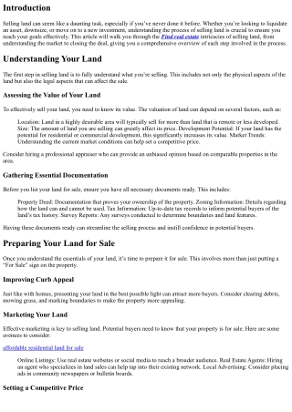 Breaking Down the Process of Selling Land