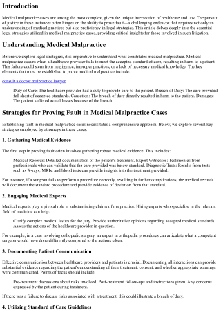 Proving Fault: Legal Strategies in Medical Malpractice Cases