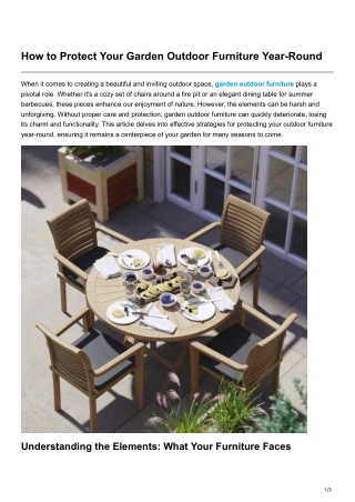 How to Protect Your Garden Outdoor Furniture Year-Round
