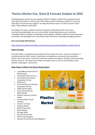 Comprehensive Plastics Market Report with Forecast to 2032