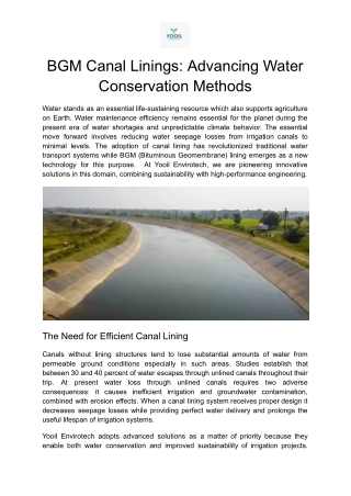 BGM Canal Lining: Smart Water Conservation