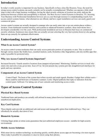 The Most Ideal Access Control Systems in Houston, TX: Safeguarding Your Business