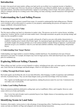 Avoiding Scams When Selling Your Land