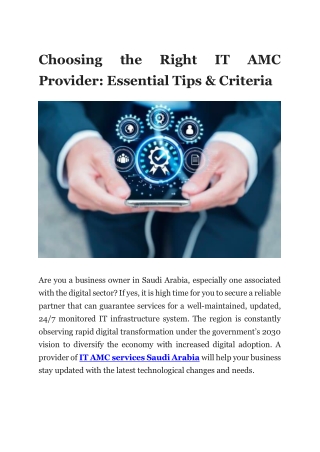 Choosing the Right IT AMC Provider - Essential Tips & Criteria