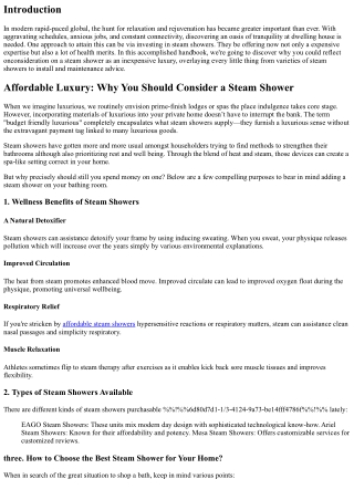 Affordable Luxury: Why You Should Consider a Steam Shower