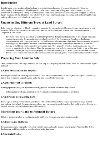 Selling Land Made Easy: Tips for Dealing with Different Land Buyers
