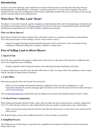 We Buy Land: Pros and Cons of Selling to Direct Buyers