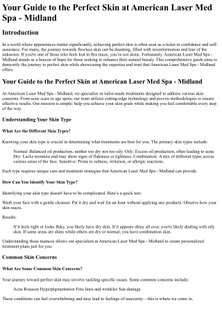 Your Guide to the Perfect Skin at American Laser Med Spa - Midland